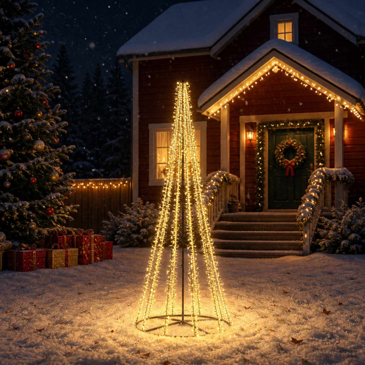 LED Christmas Tree 285 cm 1550 LEDs Warm White Steel Black