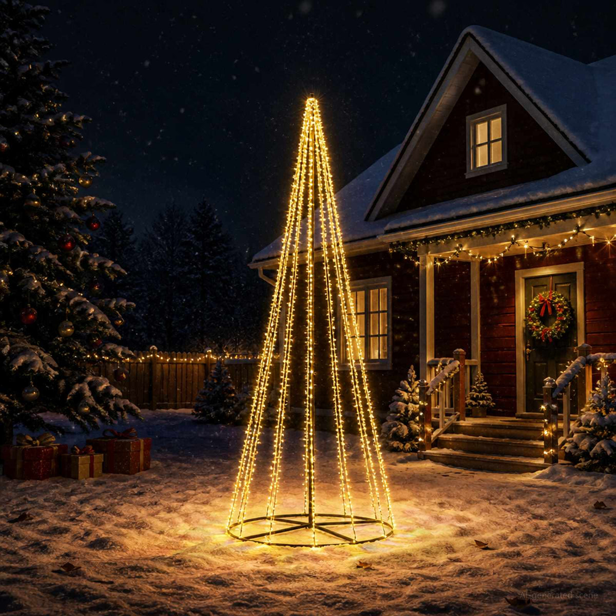 LED Christmas Tree 385 cm 2460 LEDs Warm White Steel Black