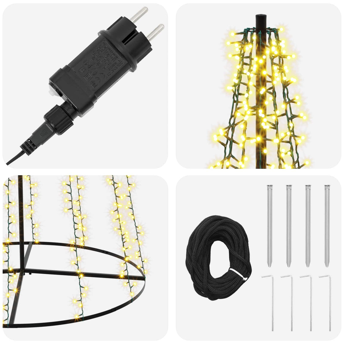 LED Christmas Tree 485 cm 3000 LEDs Warm White Steel Black