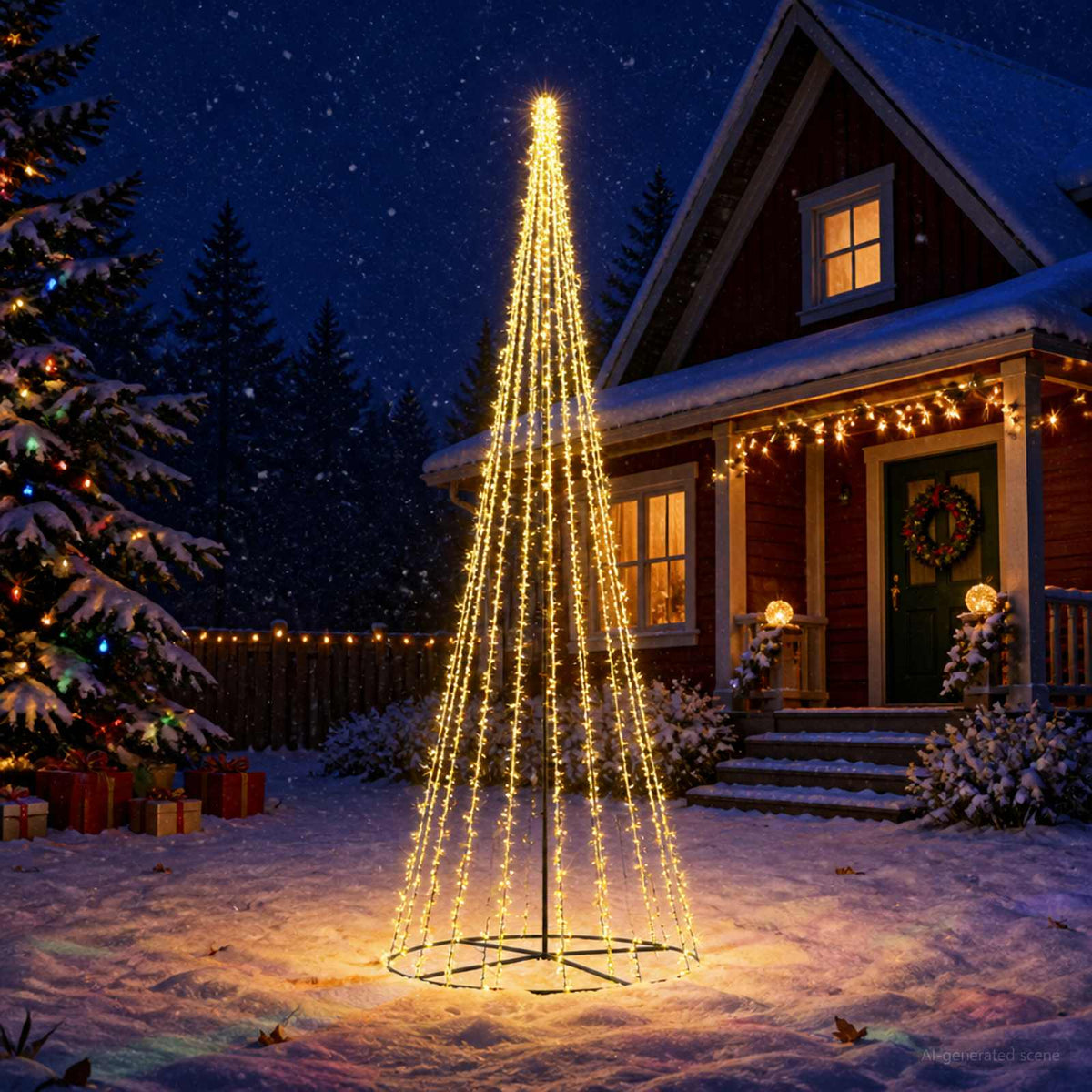 LED Christmas Tree 485 cm 3000 LEDs Warm White Steel Black