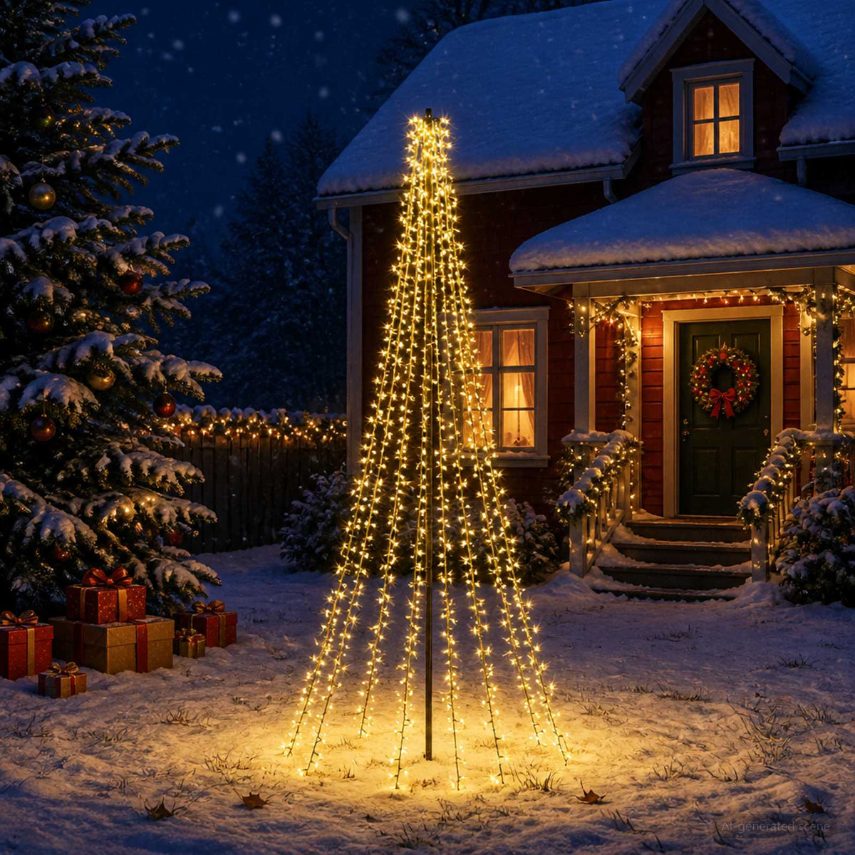 LED Christmas Tree 235 cm 1000 LEDs Warm White Steel Black