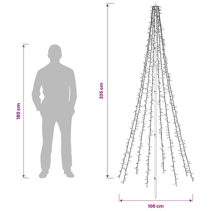 LED Christmas Tree 235 cm 1000 LEDs Warm White Steel Black