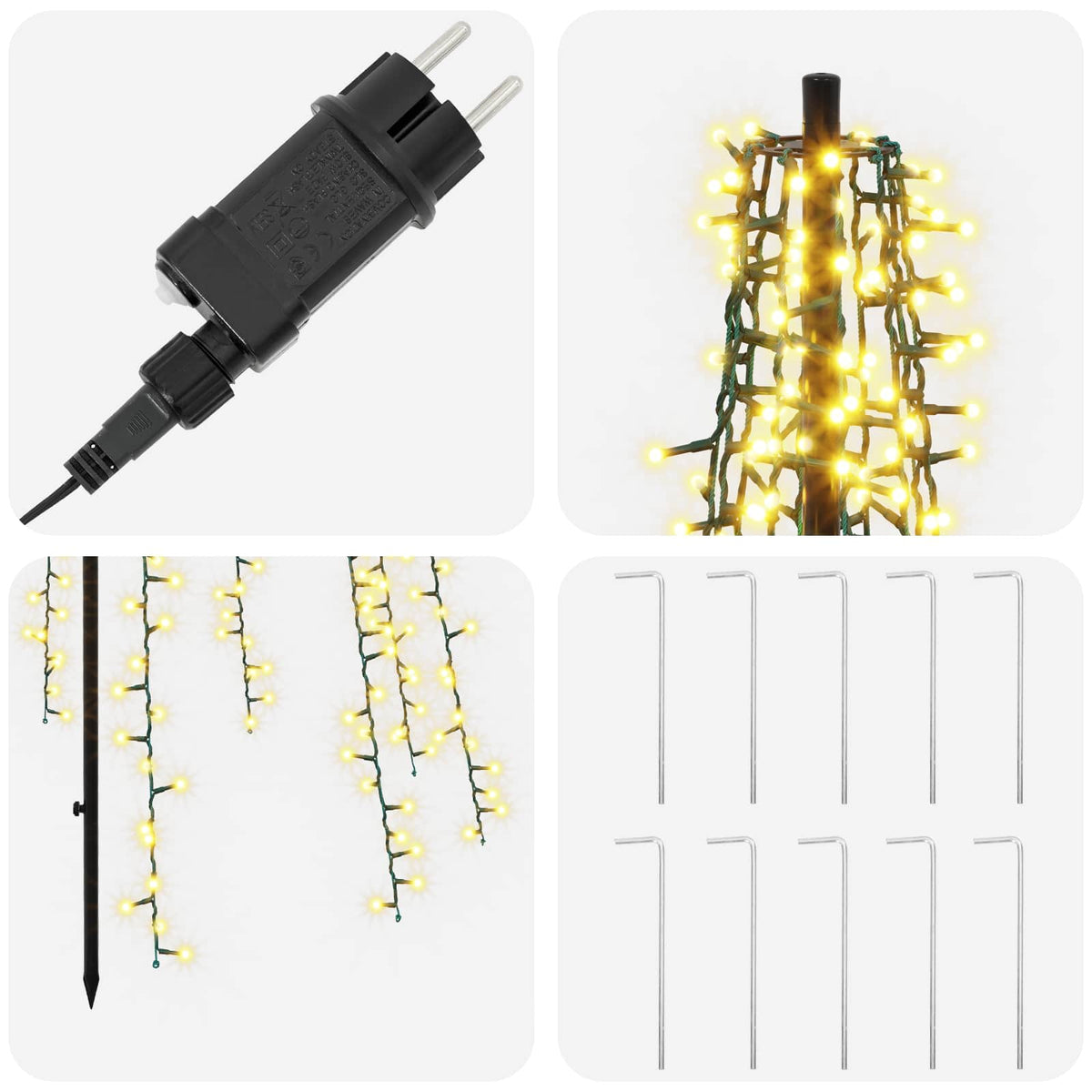 LED Christmas Tree 285 cm 1550 LEDs Warm White Steel Black