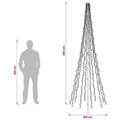 LED Christmas Tree 285 cm 1550 LEDs Warm White Steel Black