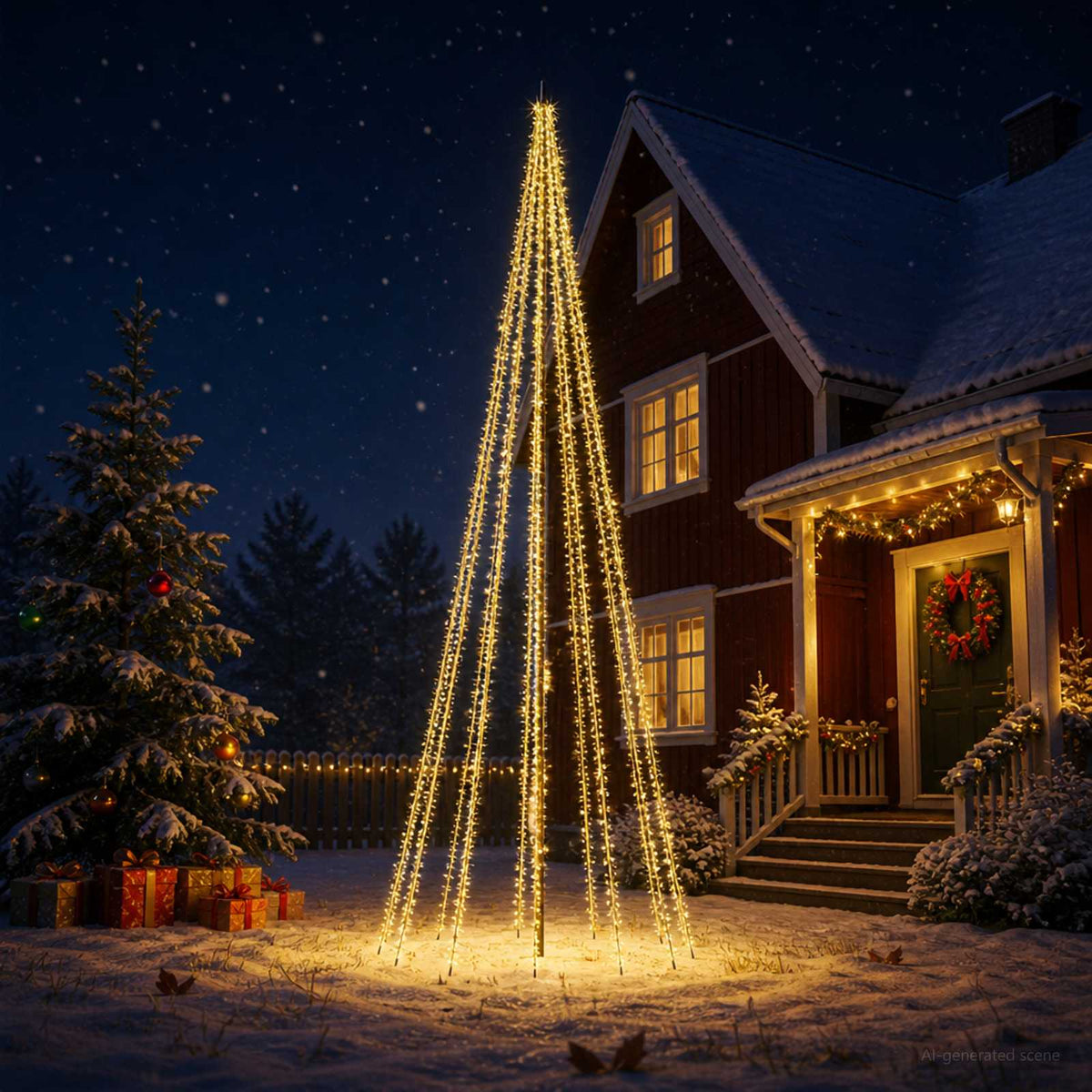 LED Christmas Tree 385 cm 2460 LEDs Warm White Steel Black