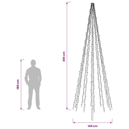 LED Christmas Tree 385 cm 2460 LEDs Warm White Steel Black