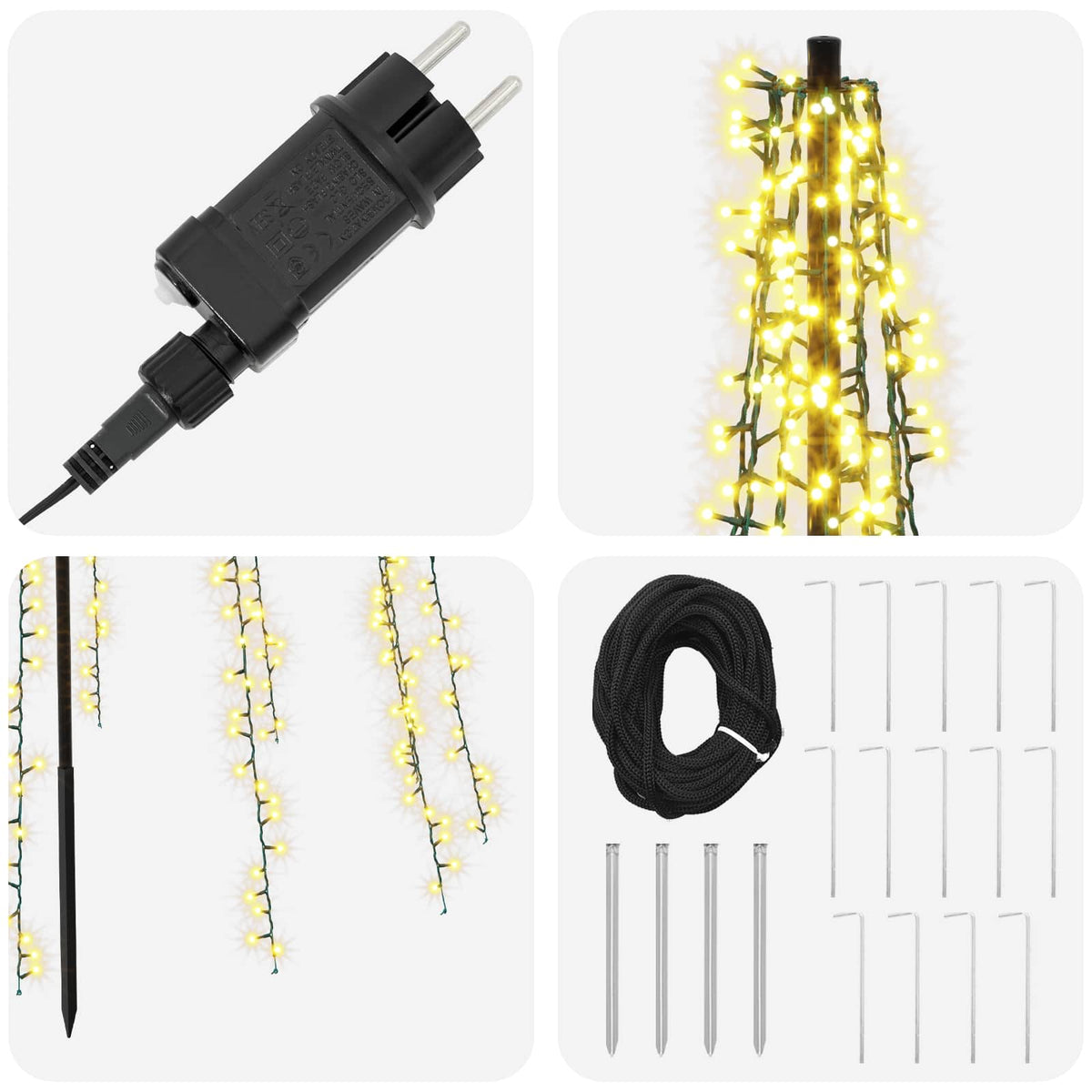 LED Christmas Tree 485 cm 3000 LEDs Warm White Steel Black