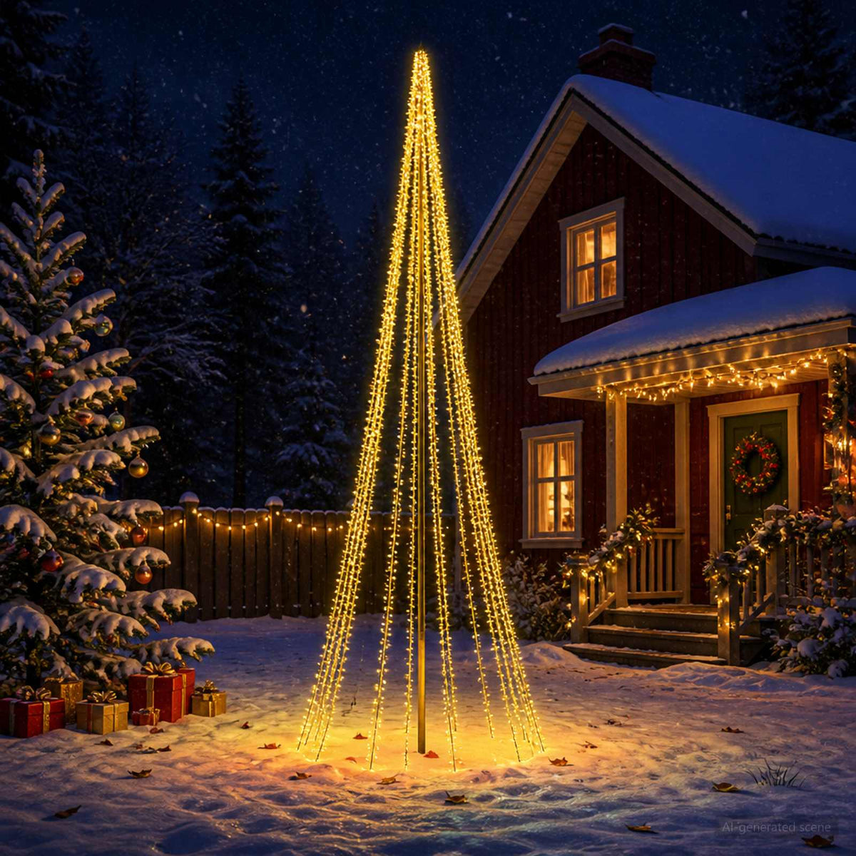 LED Christmas Tree 485 cm 3000 LEDs Warm White Steel Black