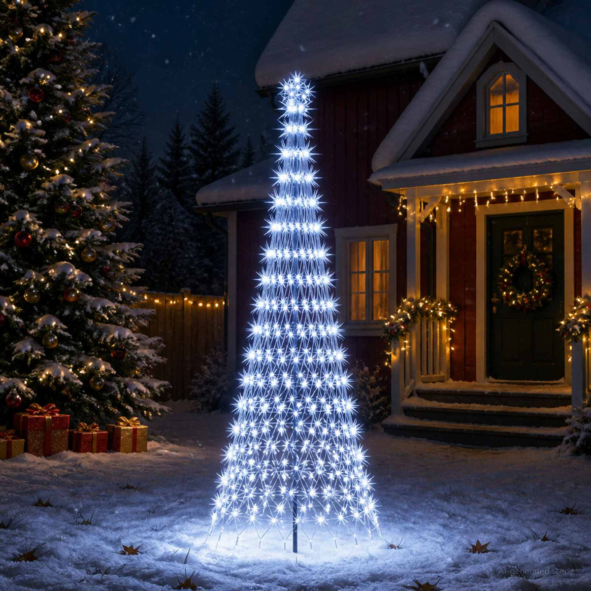 LED Christmas Tree 300 cm 350 LEDs Cold White Steel Black