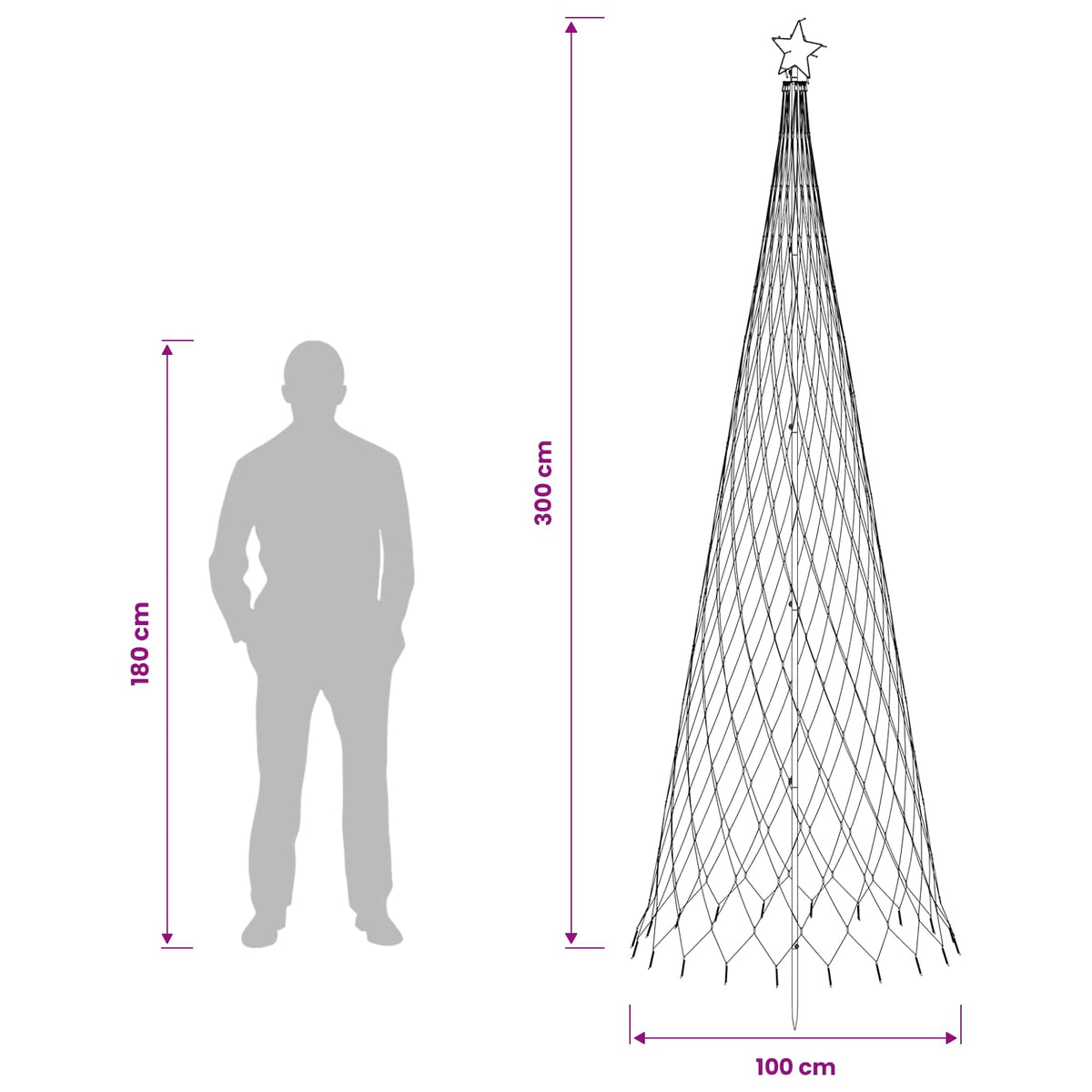 LED Christmas Tree 300 cm 350 LEDs Cold White Steel Black