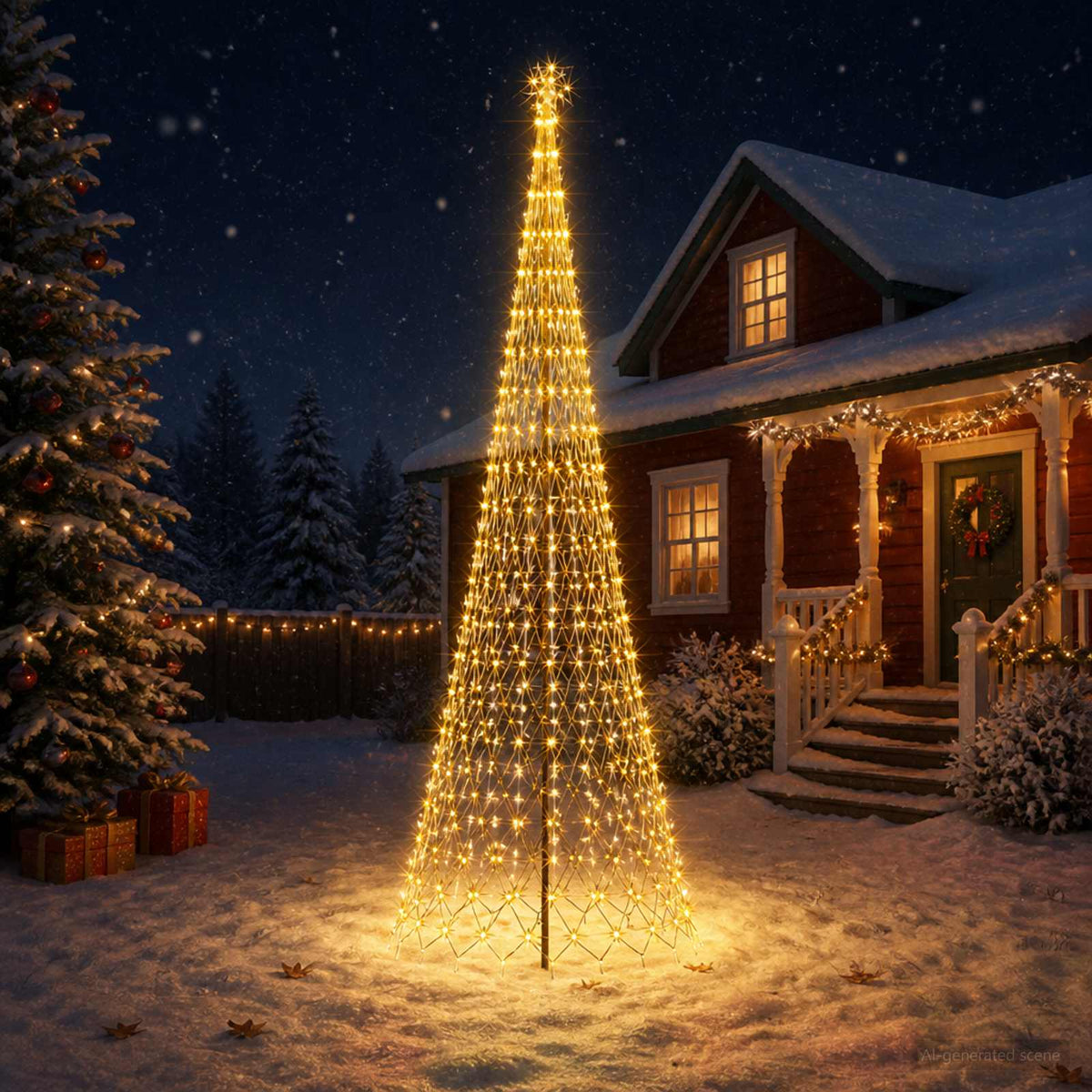 LED Christmas Tree EKENAS 400 cm 450 LEDs Warm White Steel
