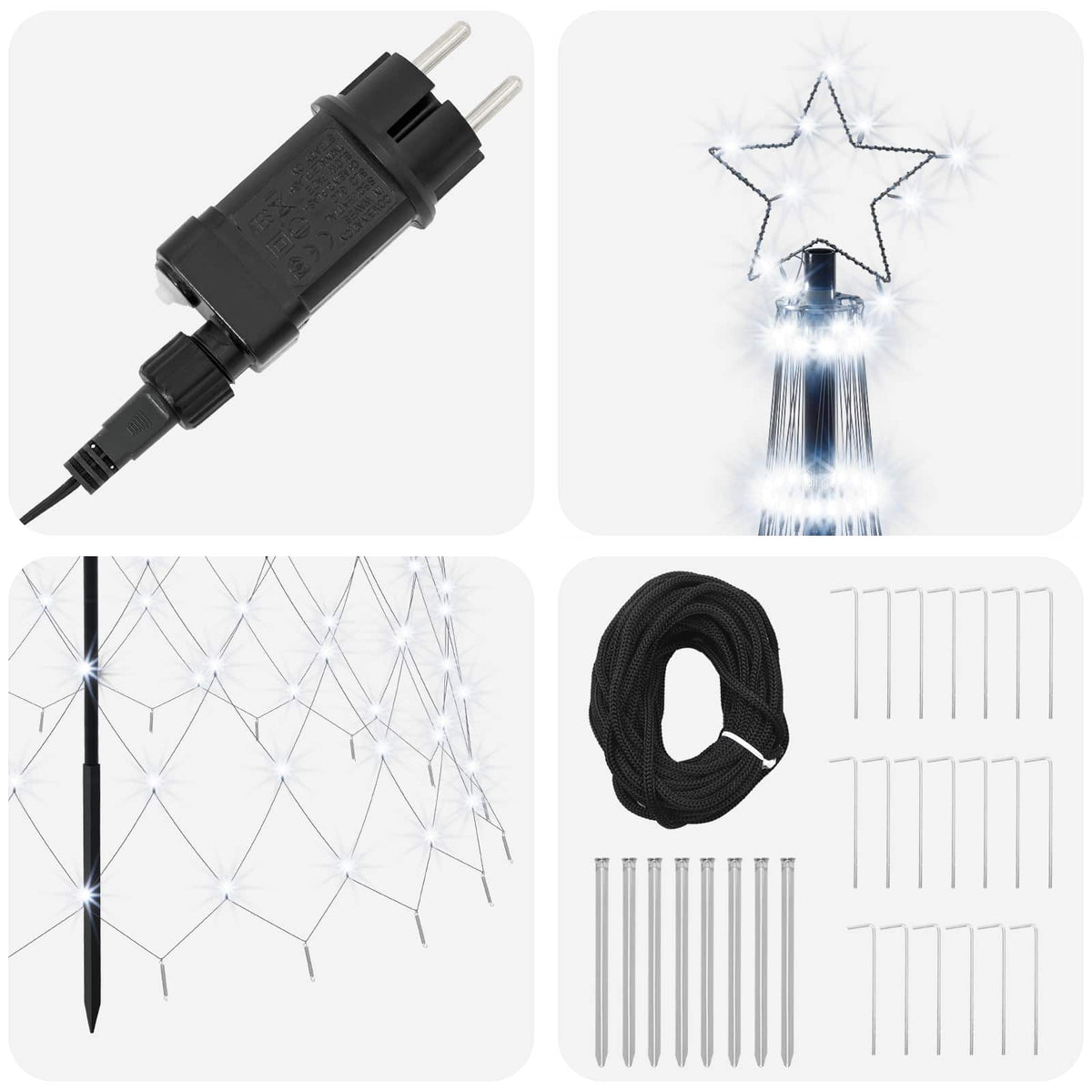 LED Christmas Tree 400 cm 450 LEDs Cool White Steel Black