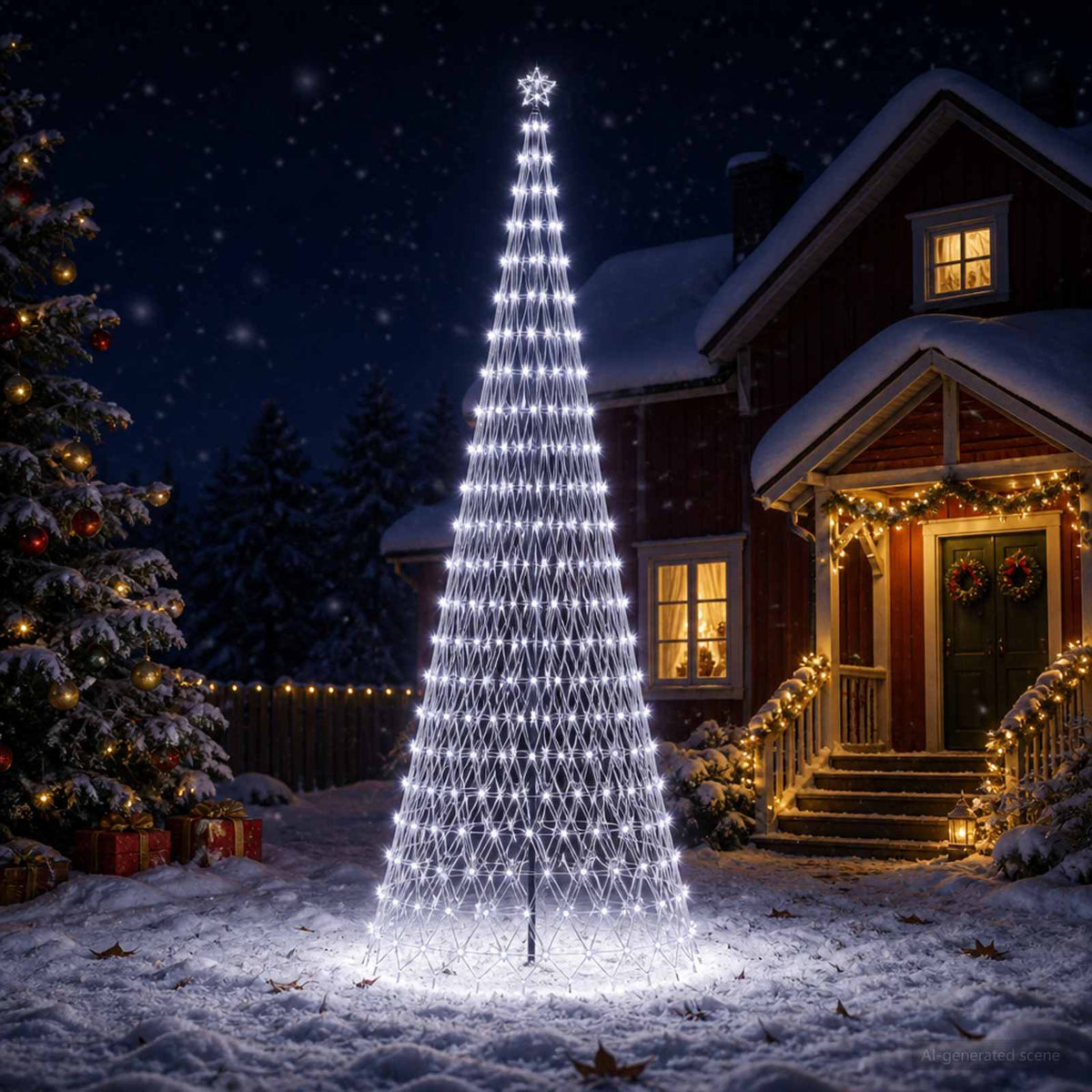 LED Christmas Tree 400 cm 450 LEDs Cool White Steel Black