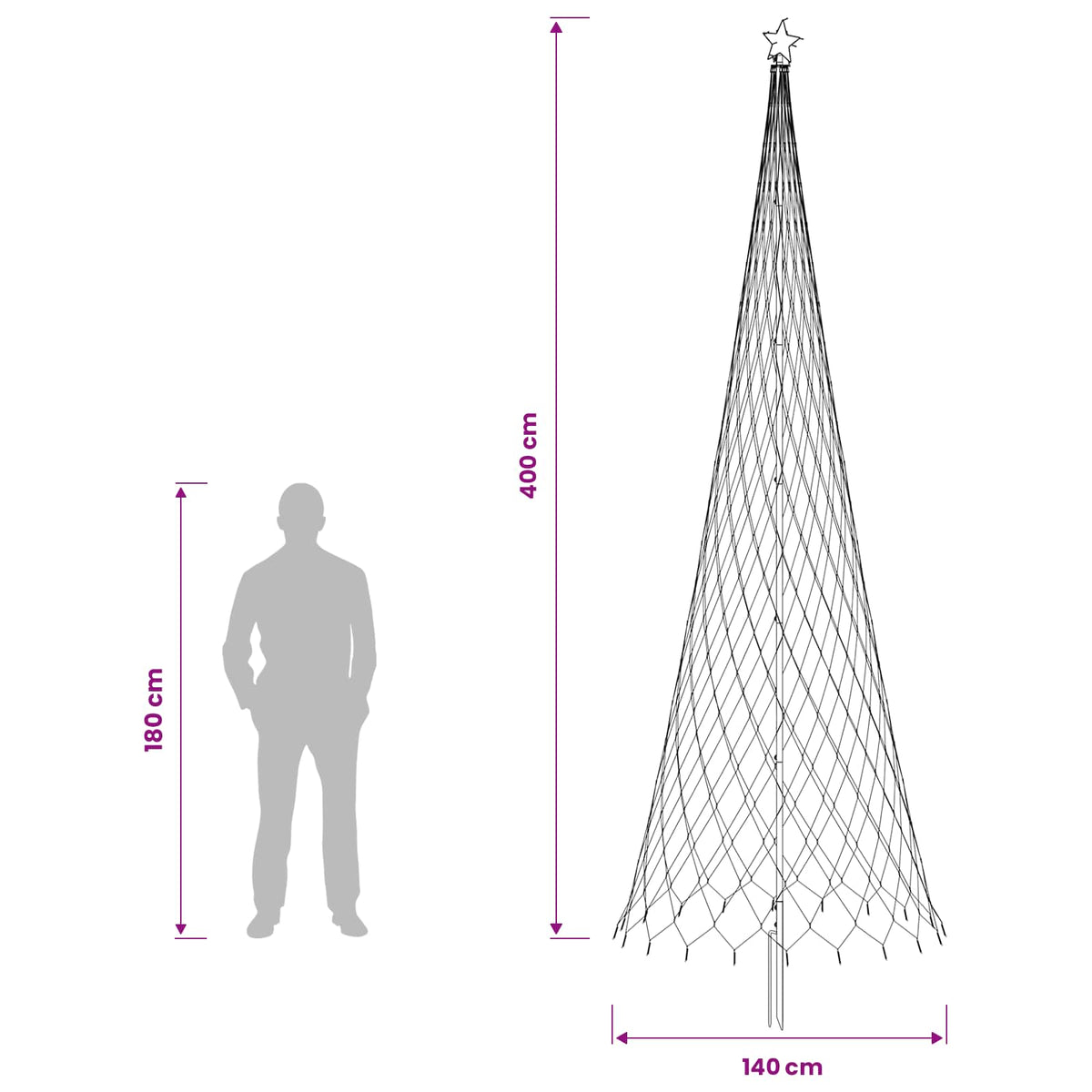 LED Christmas Tree 400 cm 450 LEDs Cool White Steel Black