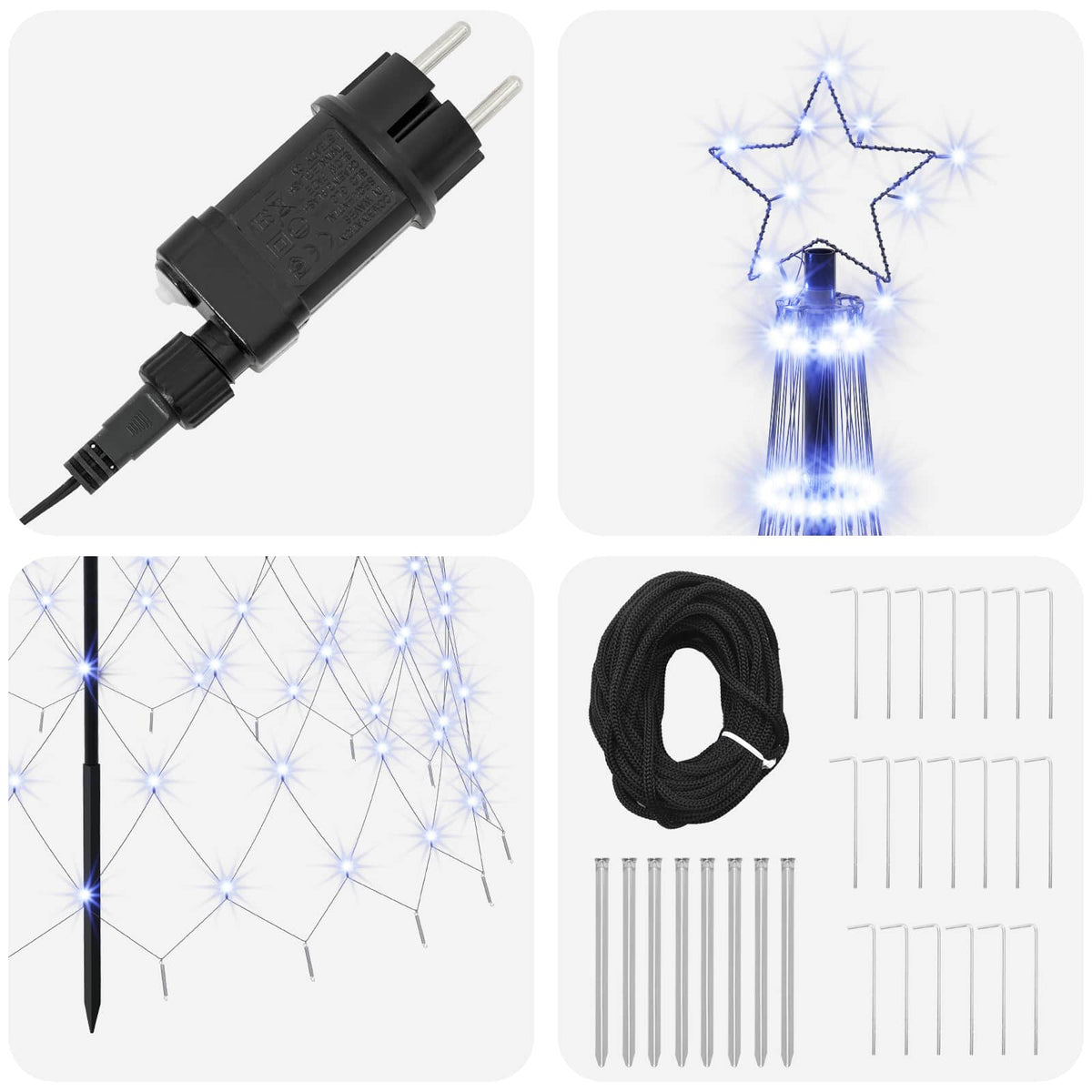 LED Christmas Tree 400 cm 450 LEDs Blue Steel Black