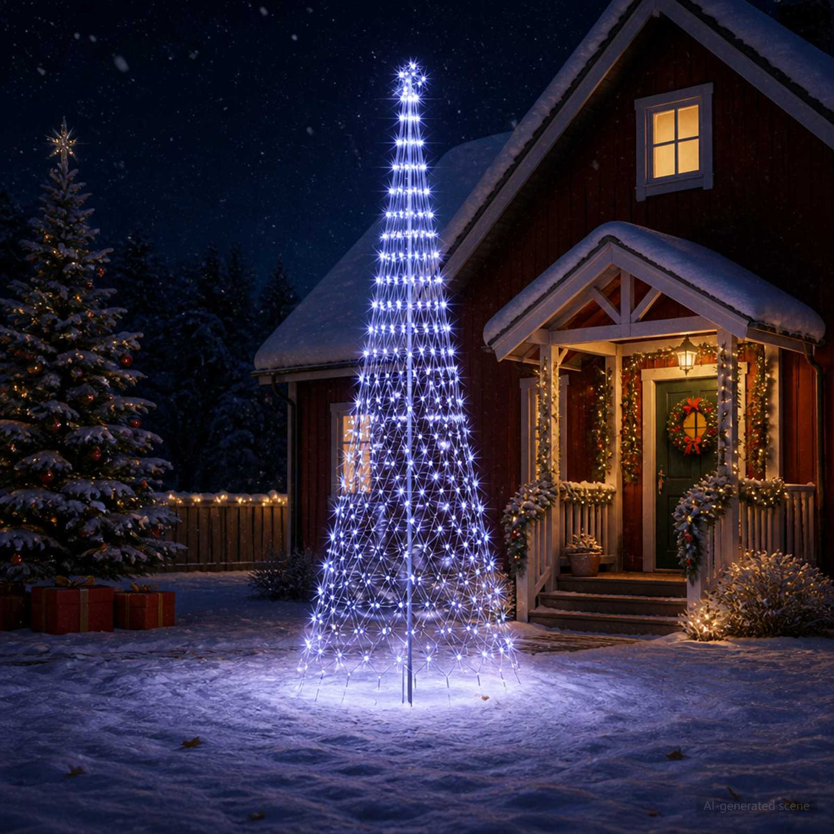 LED Christmas Tree 400 cm 450 LEDs Blue Steel Black