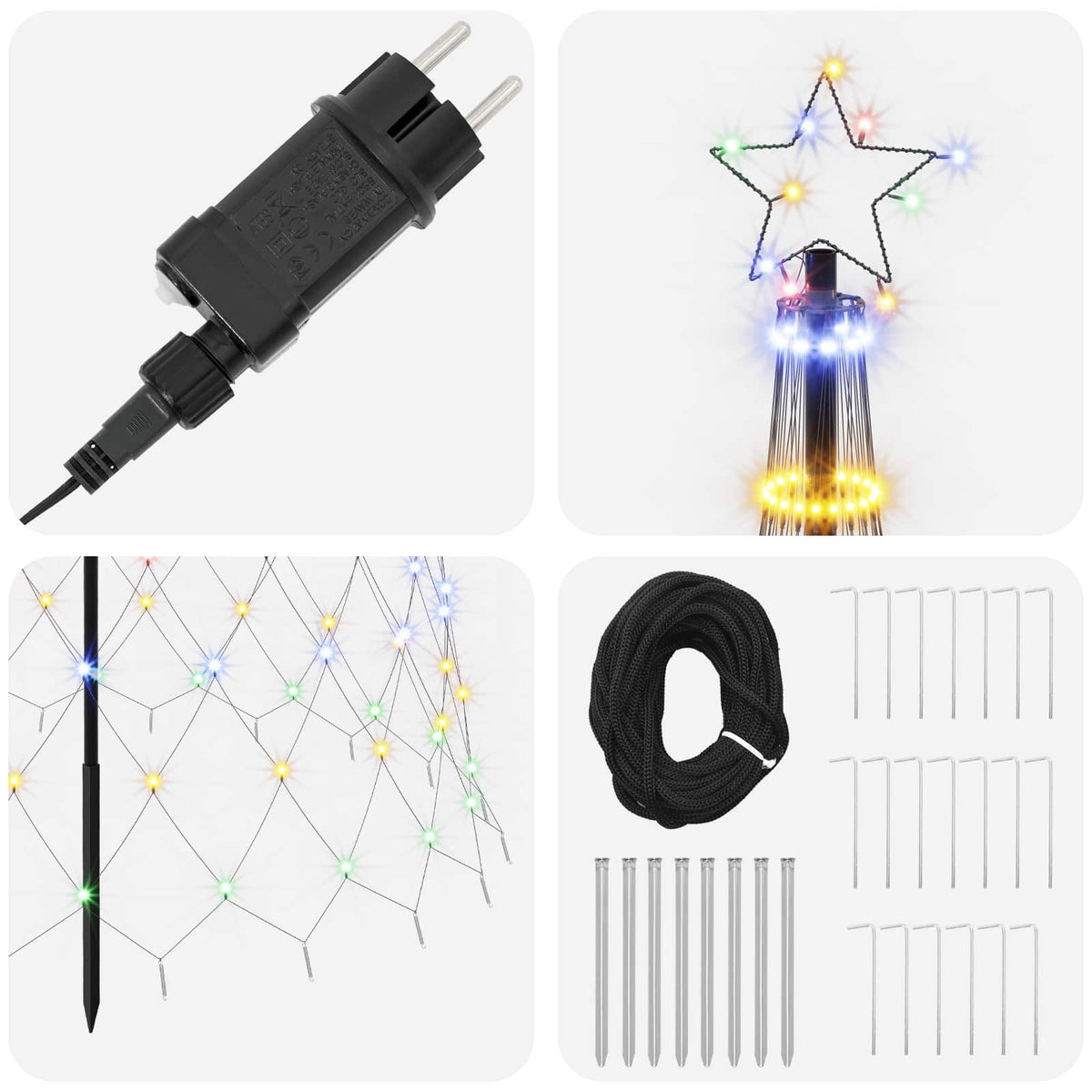LED Christmas Tree 400 cm 450 LEDs Multicolour Steel Black