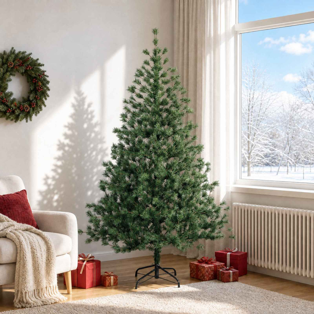 Artificial Hinged Christmas Tree 180 cm PVC and Metal Green