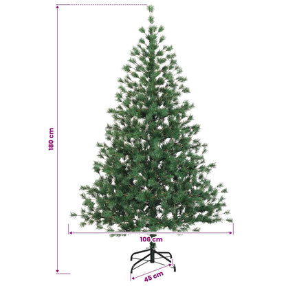 Artificial Hinged Christmas Tree 180 cm PVC and Metal Green