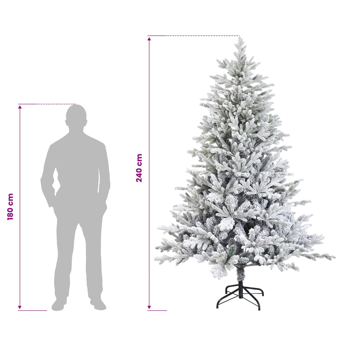 Artificial Hinged Christmas Tree 240 cm PVC and Metal