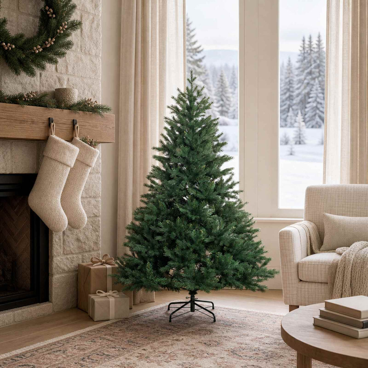 Artificial Hinged Christmas Tree 150 cm PVC and Metal Green