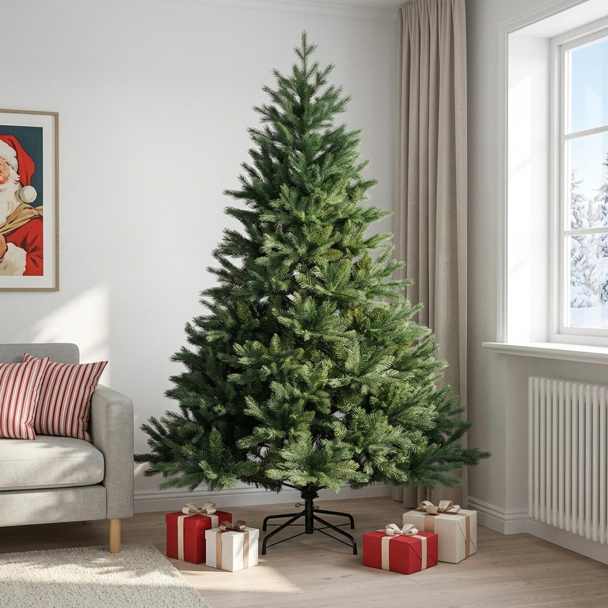 Artificial Hinged Christmas Tree 210 cm PVC and Metal Green