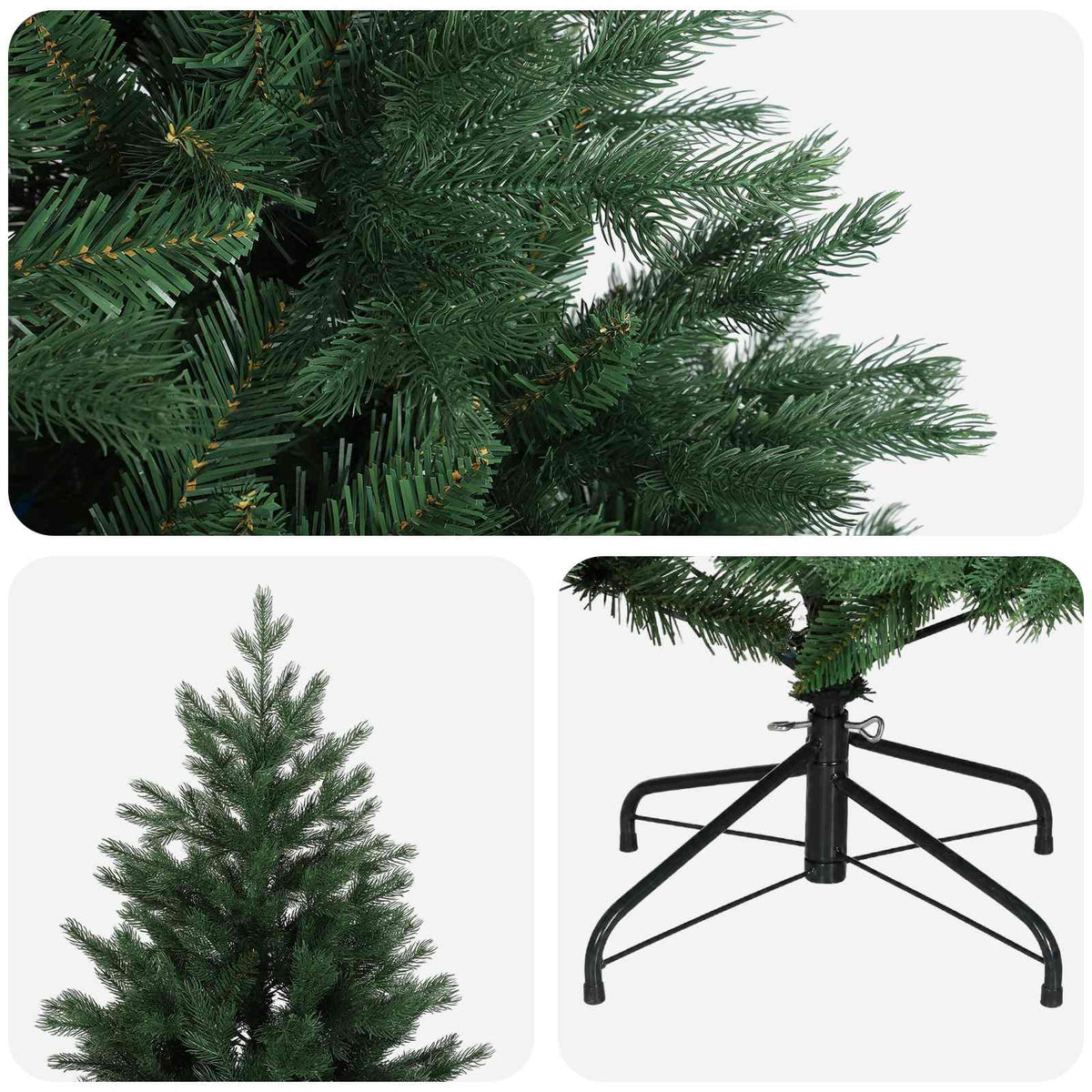 Artificial Hinged Christmas Tree 210 cm PVC and Metal Green