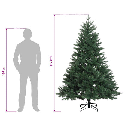 Artificial Hinged Christmas Tree 210 cm PVC and Metal Green