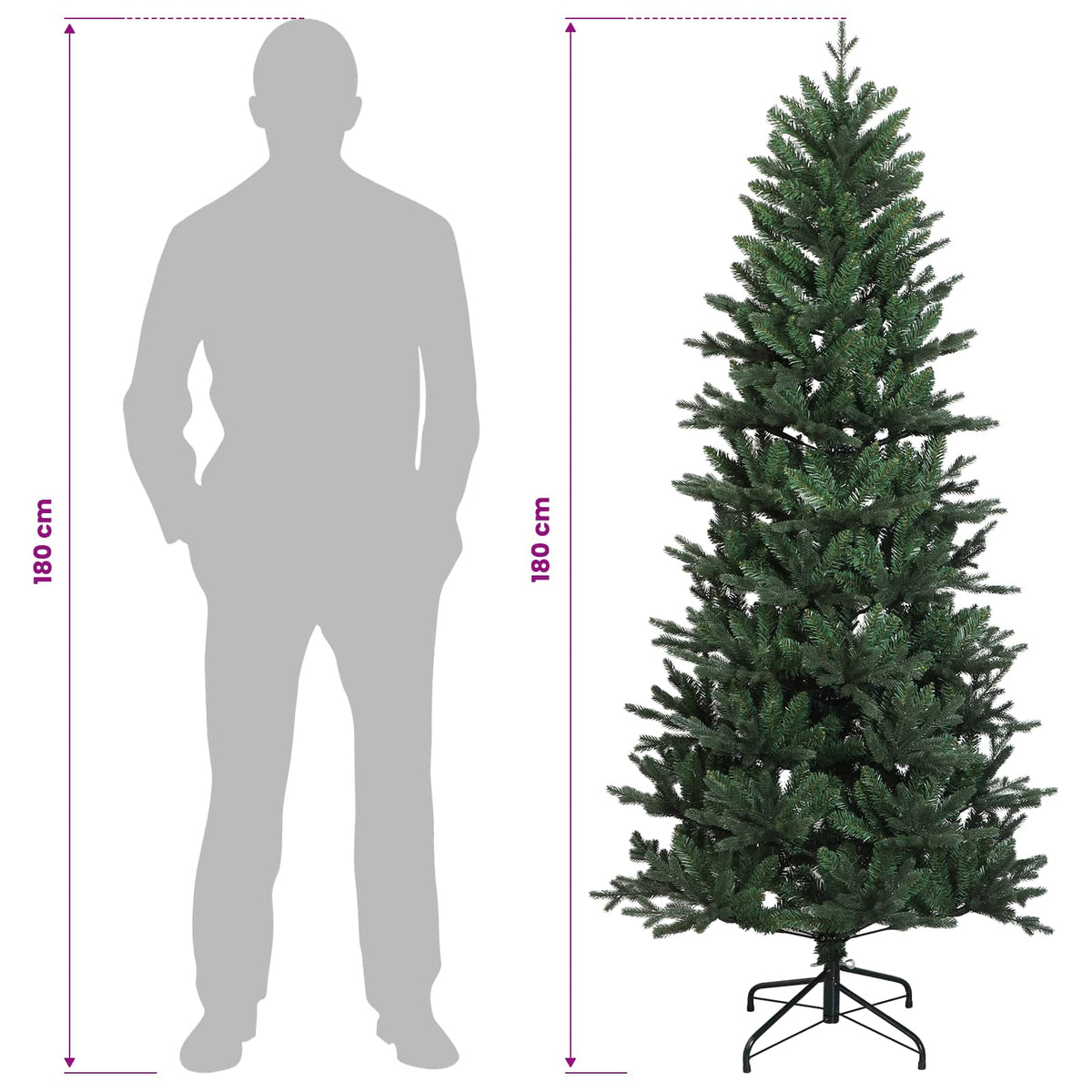 Artificial Hinged Christmas Tree 180 cm PVC and PE Green