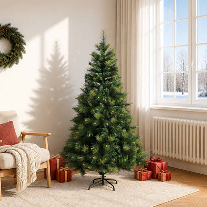 Artificial Hinged Christmas Tree 180 cm PVC and Metal Green