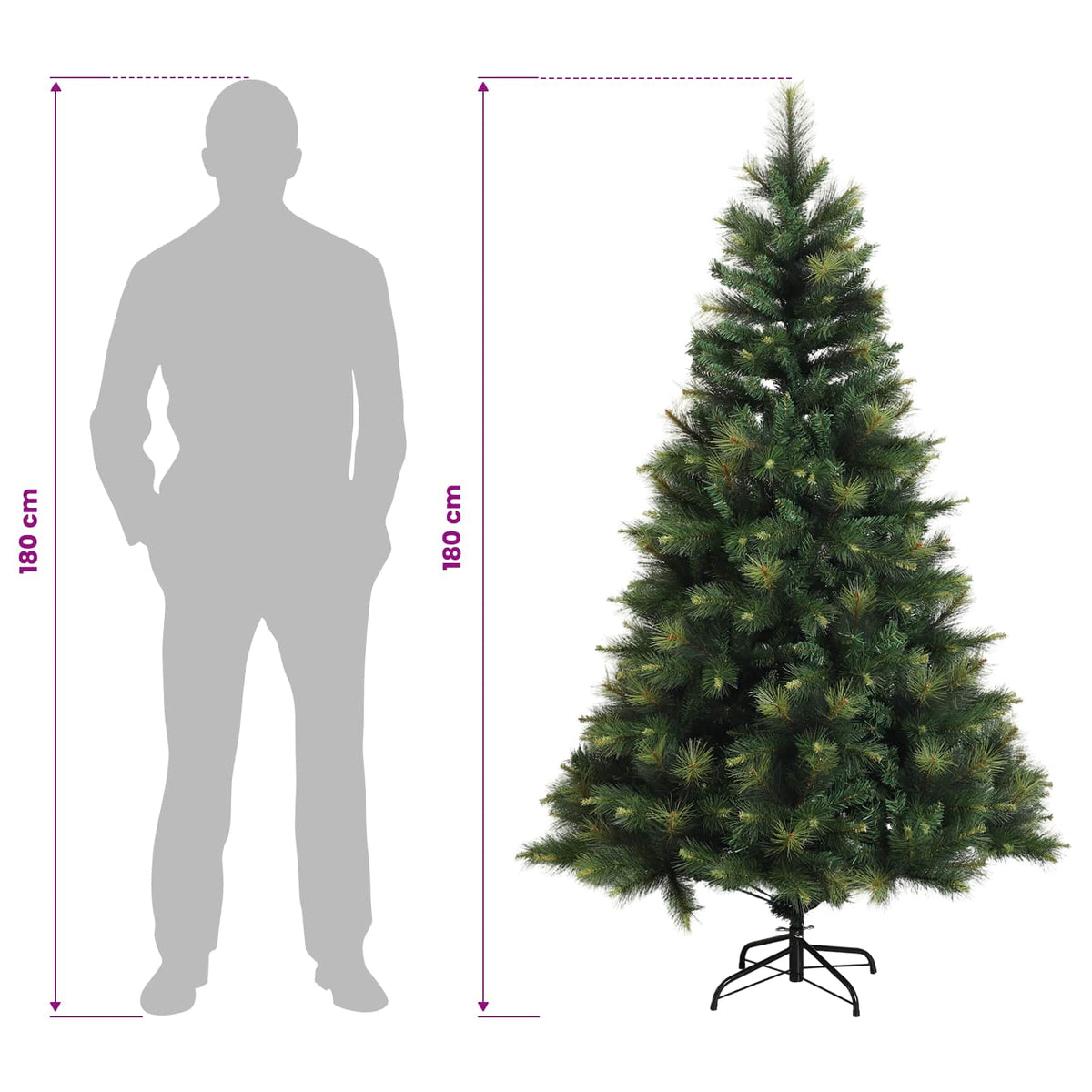 Artificial Hinged Christmas Tree 180 cm PVC and Metal Green