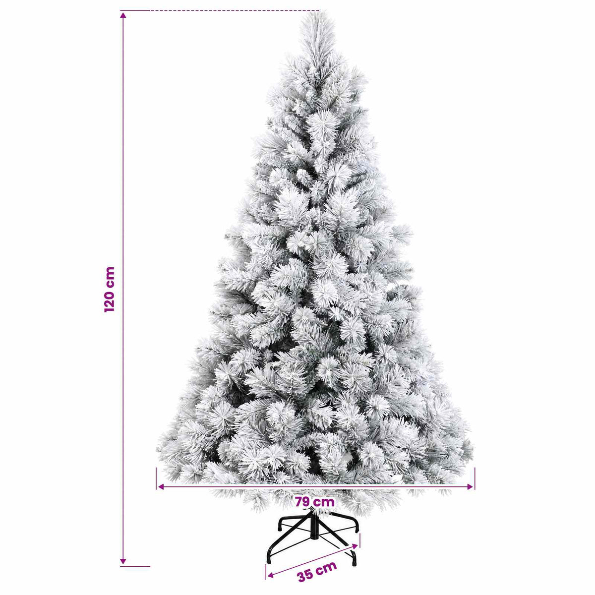 Artificial Hinged Christmas Tree 120 cm PVC and Metal