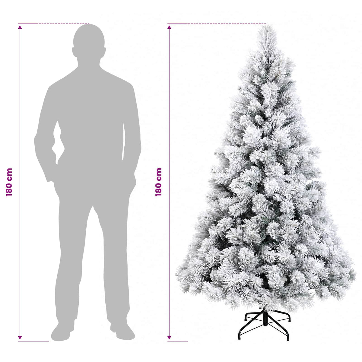 Artificial Hinged Christmas Tree 180 cm PVC and Metal