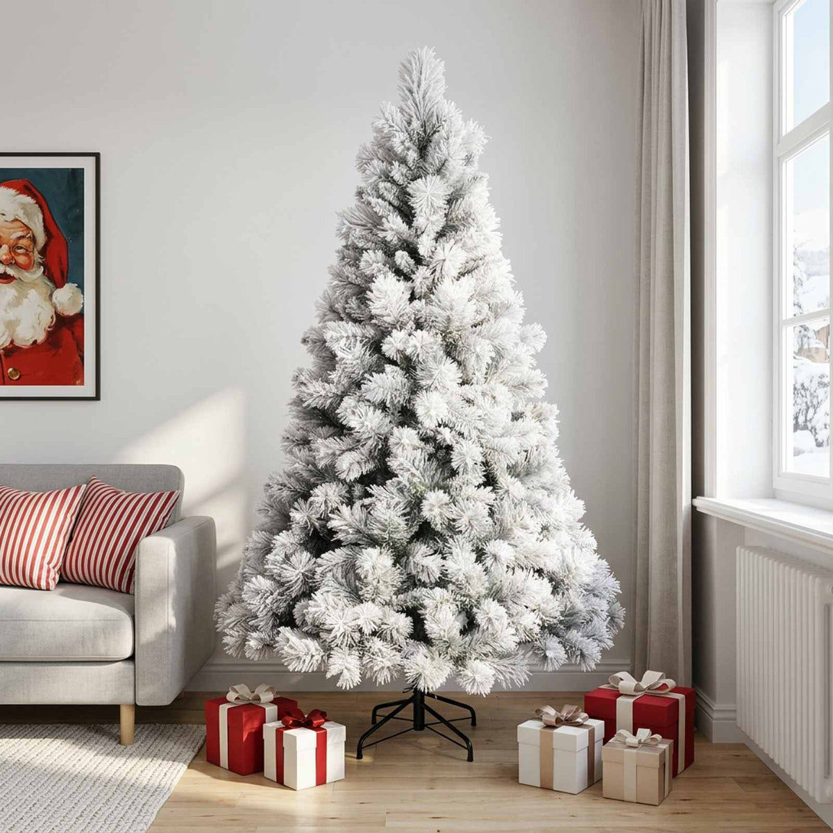 Artificial Hinged Christmas Tree 210 cm PVC and Metal