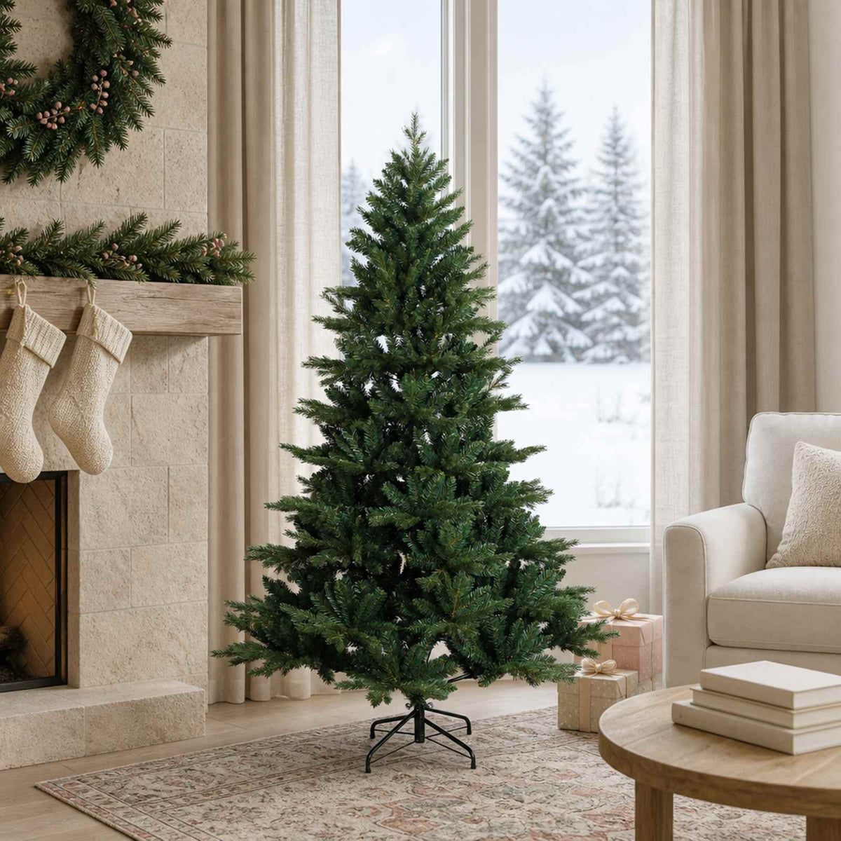 Artificial Hinged Christmas Tree 150 cm PVC and Metal Green