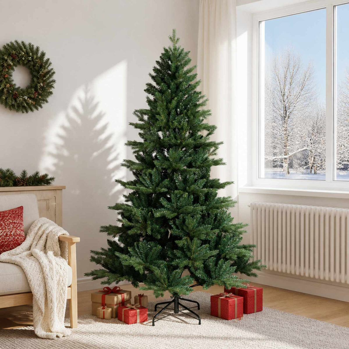 Artificial Hinged Christmas Tree 180 cm PVC and Metal Green