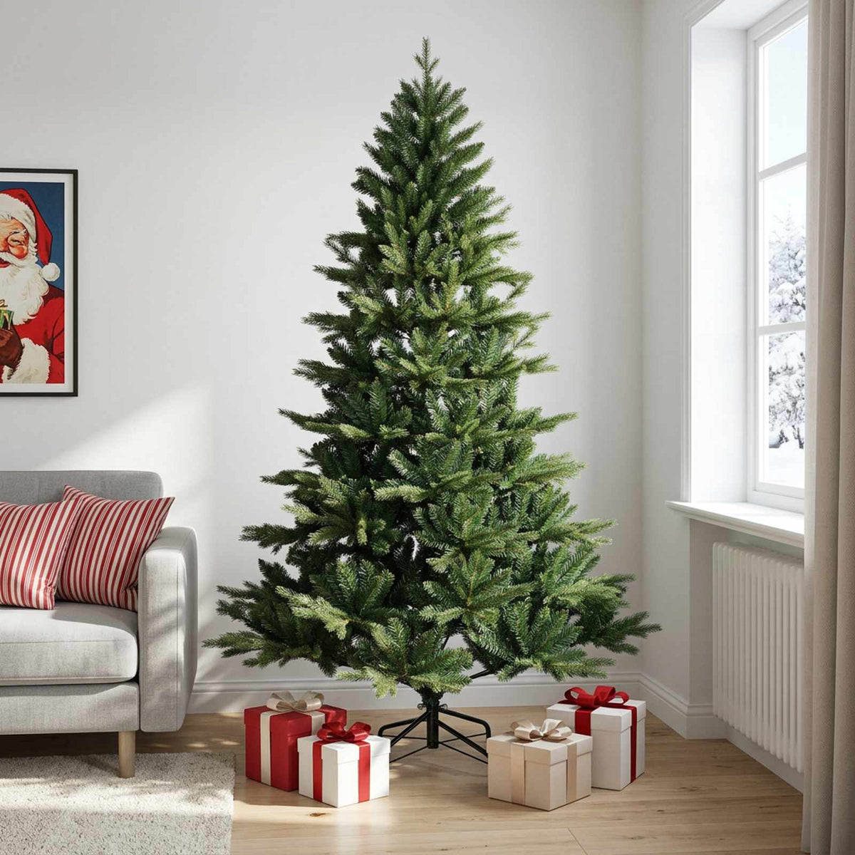 Artificial Hinged Christmas Tree 210 cm PVC and Metal Green