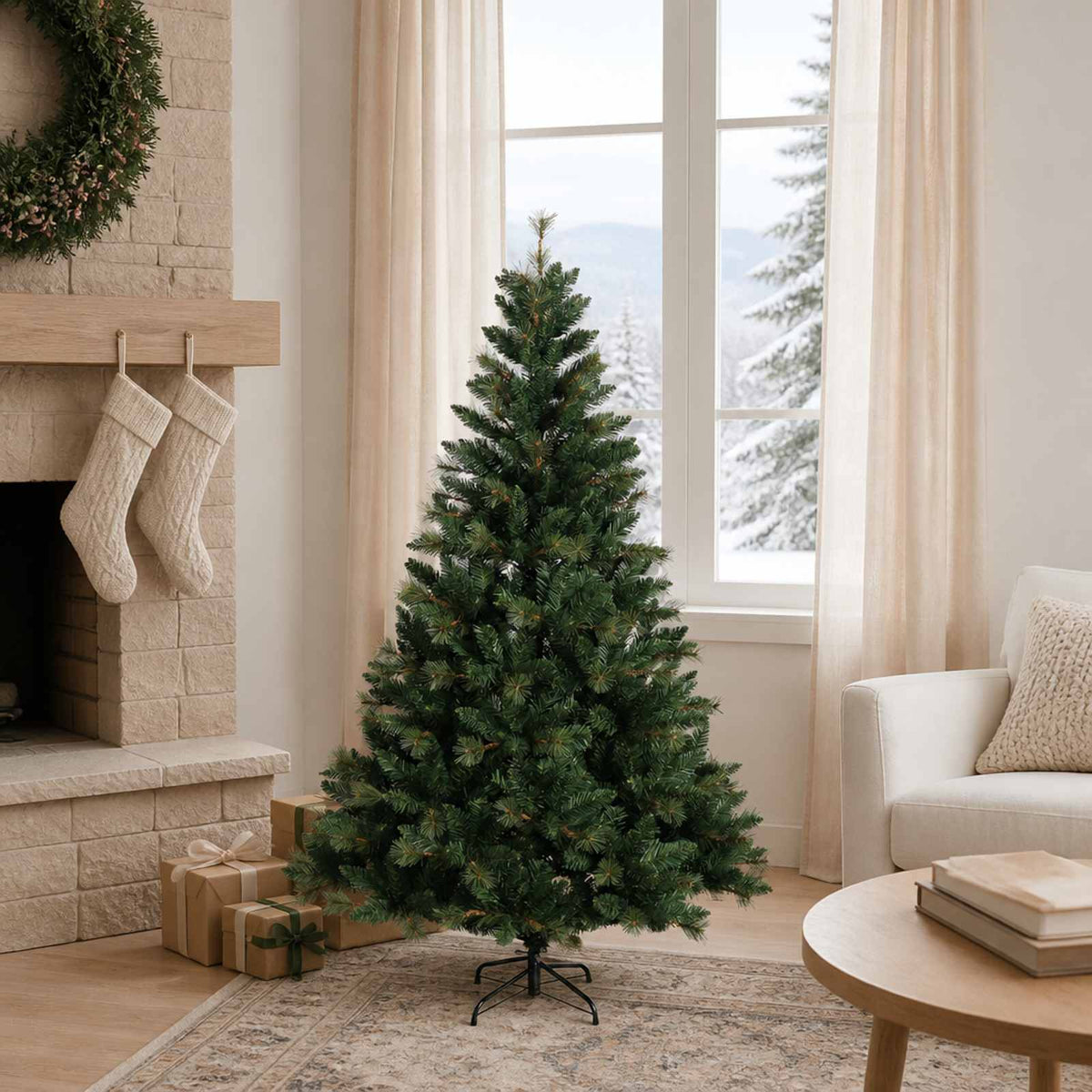 Artificial Hinged Christmas Tree 150 cm PVC and Metal Green