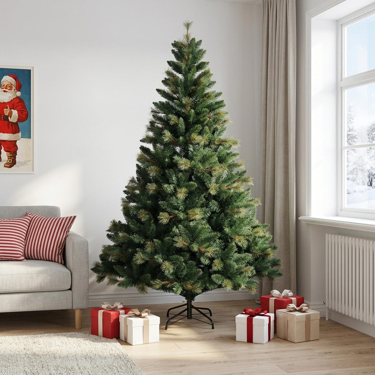 Artificial Hinged Christmas Tree 240 cm PVC and Metal Green