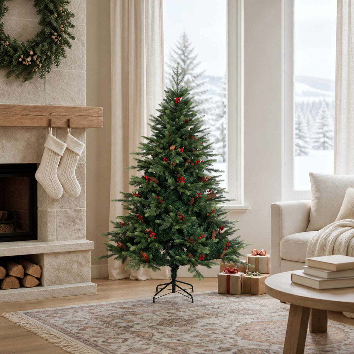 Artificial Hinged Christmas Tree 120 cm PVC and Metal Green