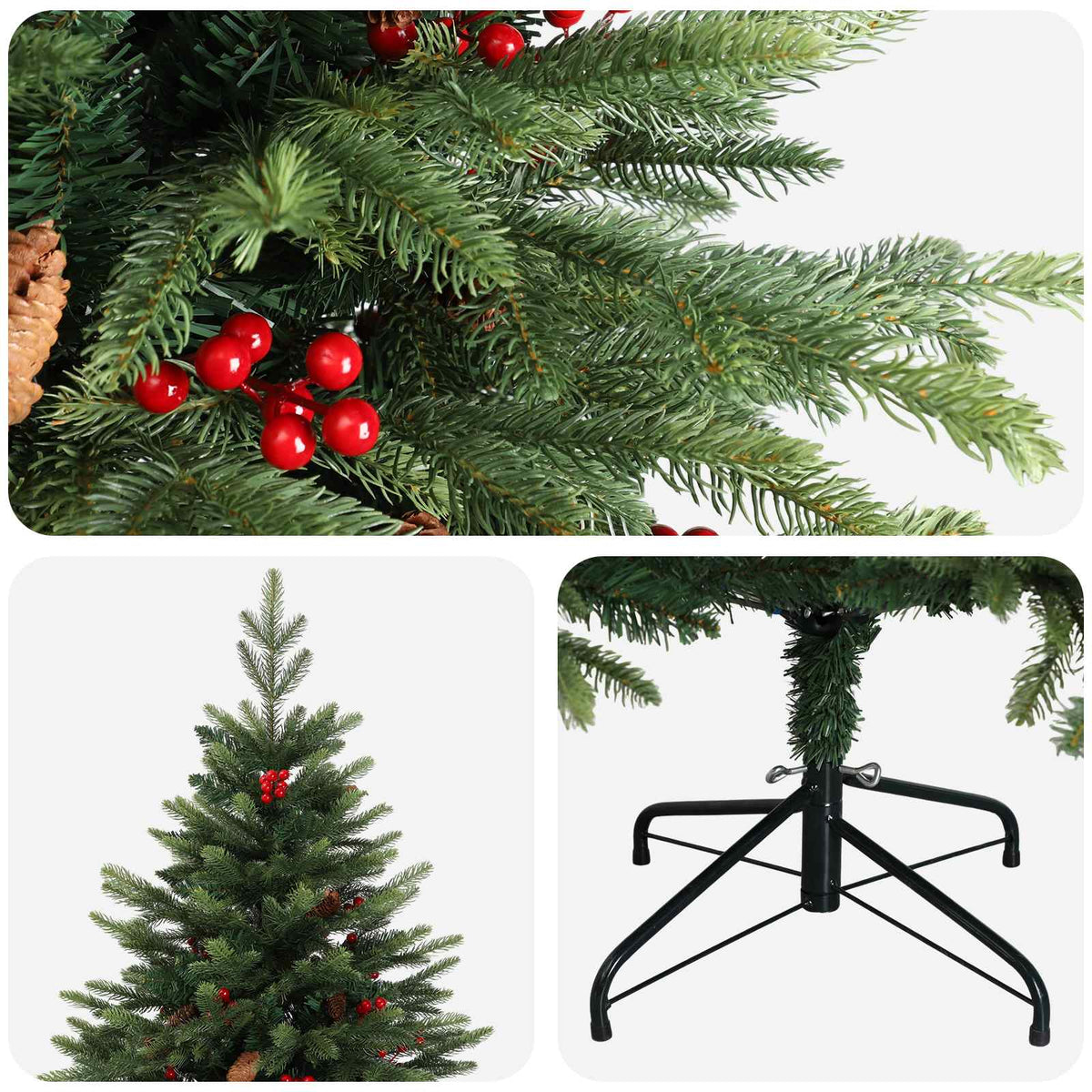 Artificial Hinged Christmas Tree 150 cm PVC and Metal Green