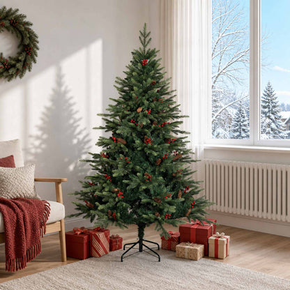 Artificial Hinged Christmas Tree 180 cm PVC and Metal Green