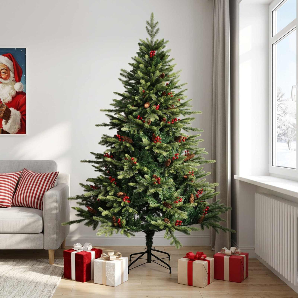 Artificial Hinged Christmas Tree 240 cm PVC and Metal Green