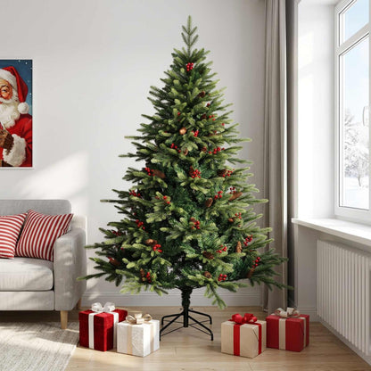 Artificial Hinged Christmas Tree 210 cm PVC and Metal Green