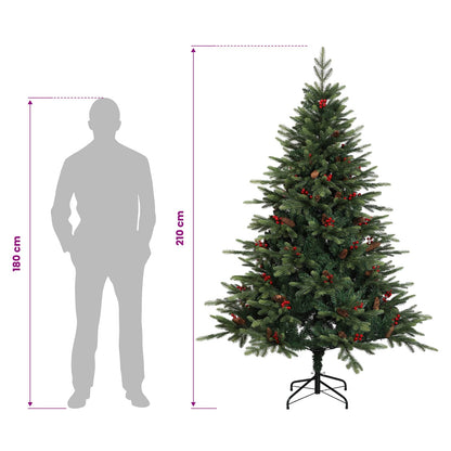 Artificial Hinged Christmas Tree 210 cm PVC and Metal Green