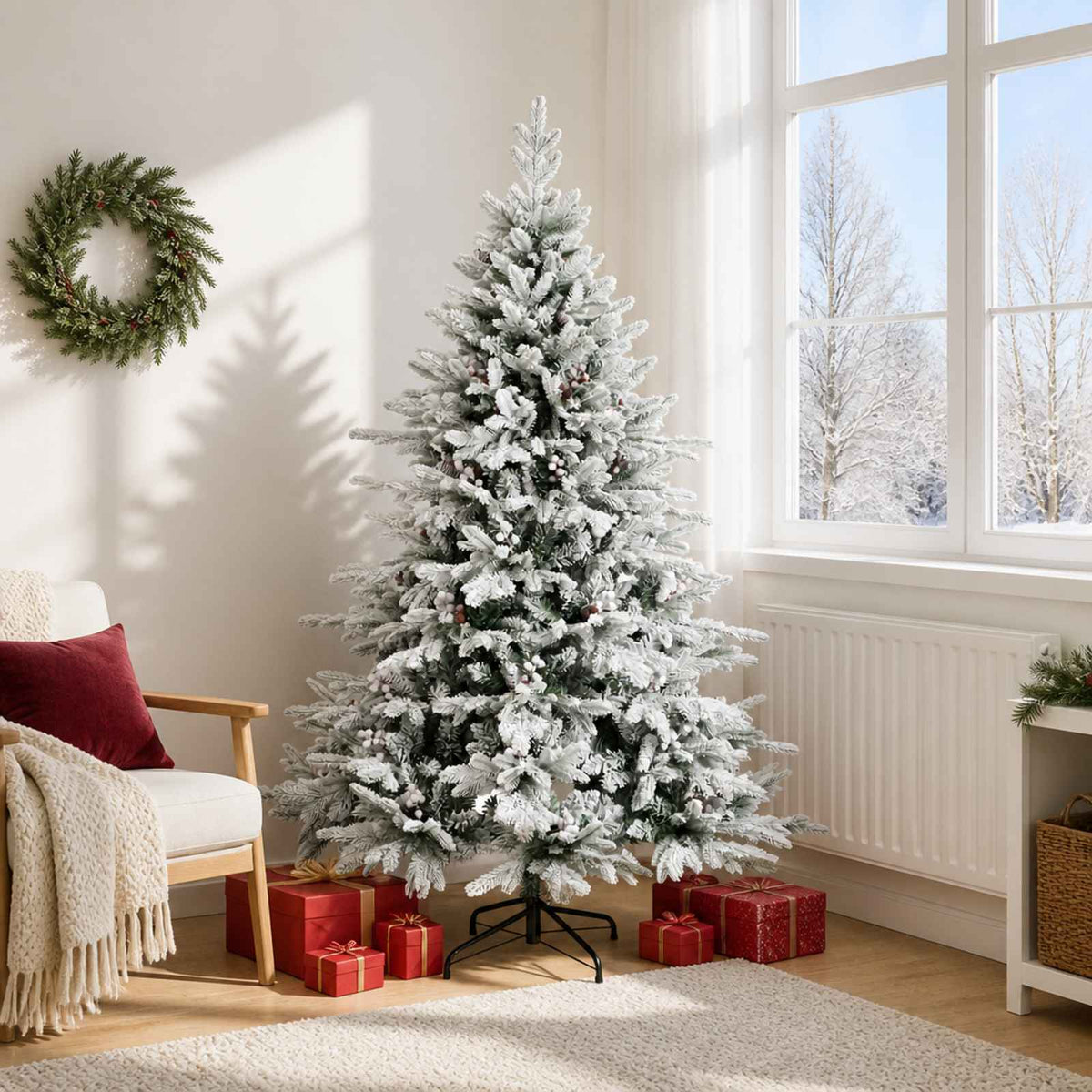 Artificial Hinged Christmas Tree 180 cm PVC and Metal