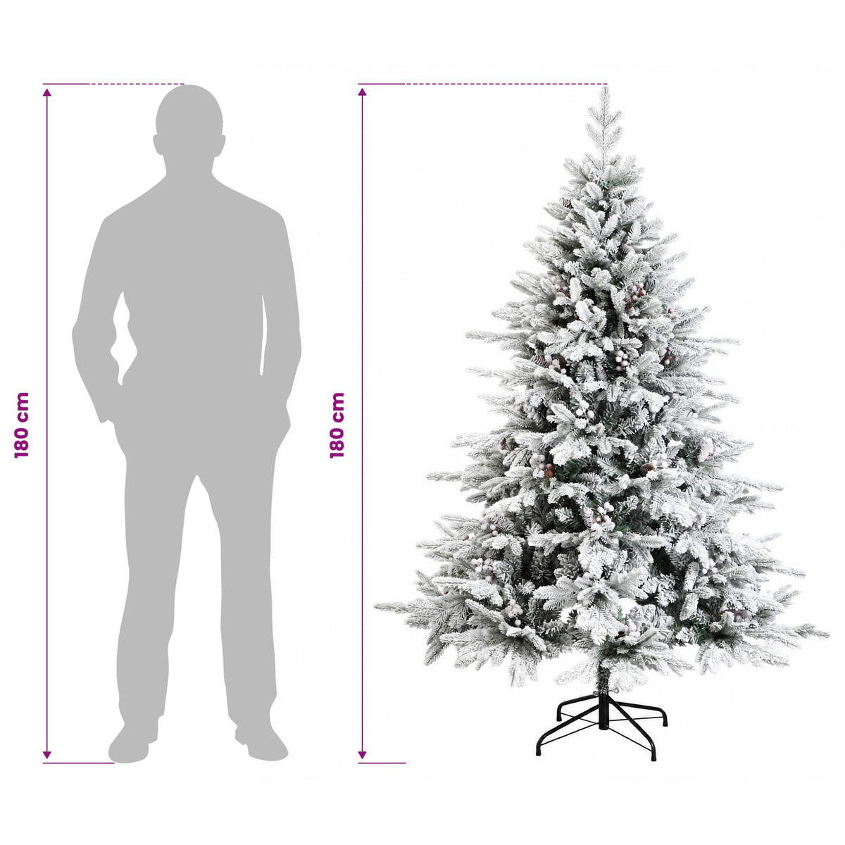 Artificial Hinged Christmas Tree 180 cm PVC and Metal