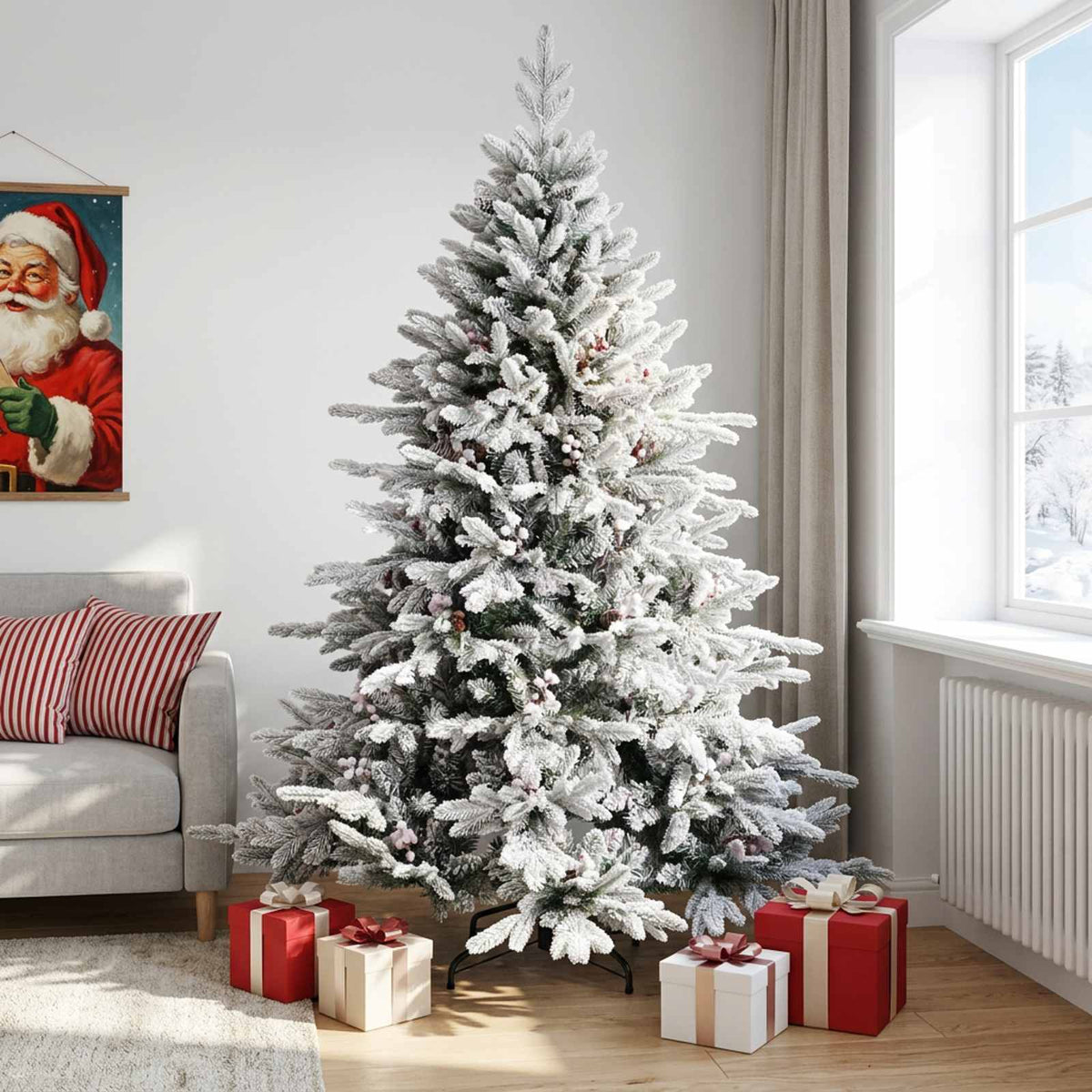 Artificial Hinged Christmas Tree 210 cm PVC and Metal