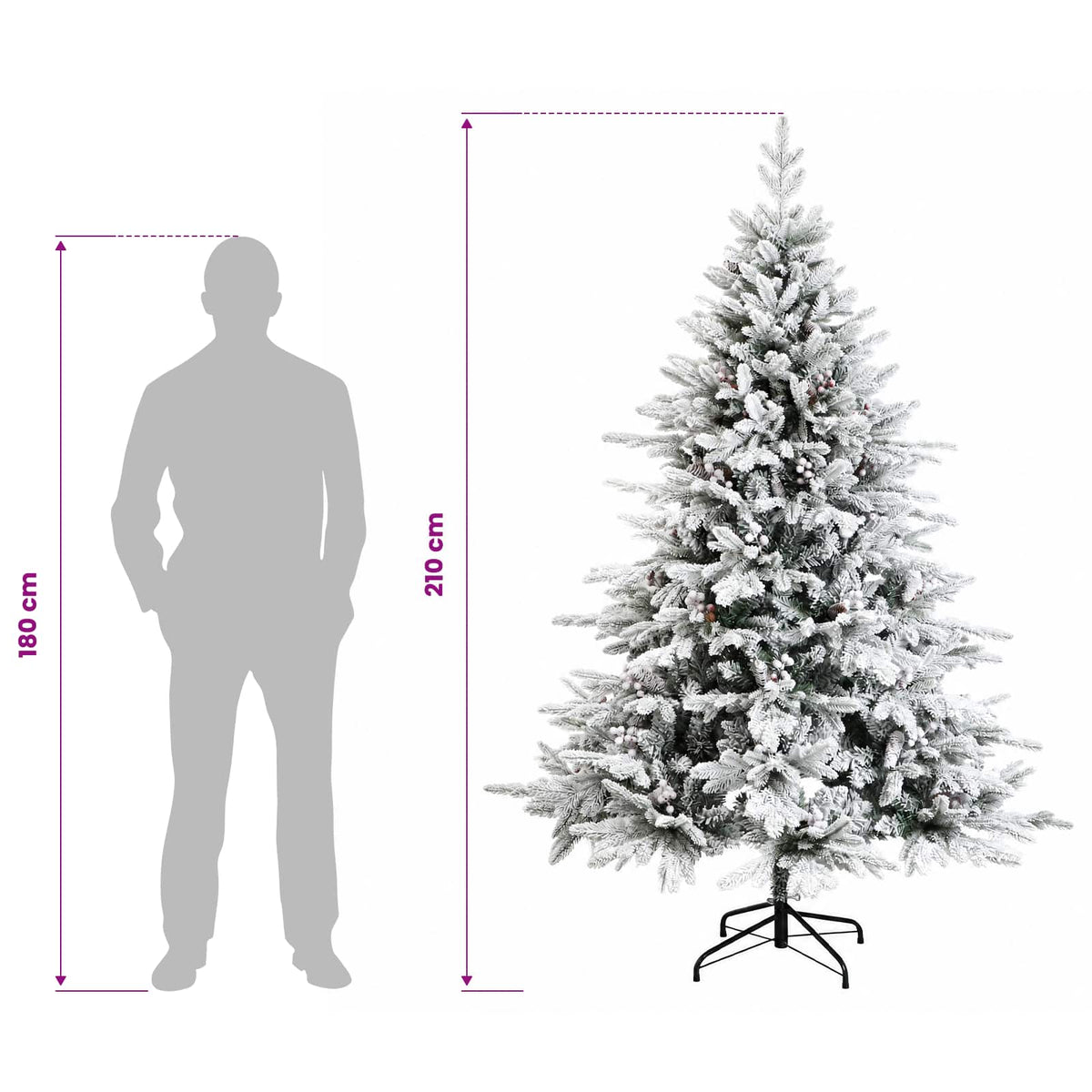 Artificial Hinged Christmas Tree 210 cm PVC and Metal