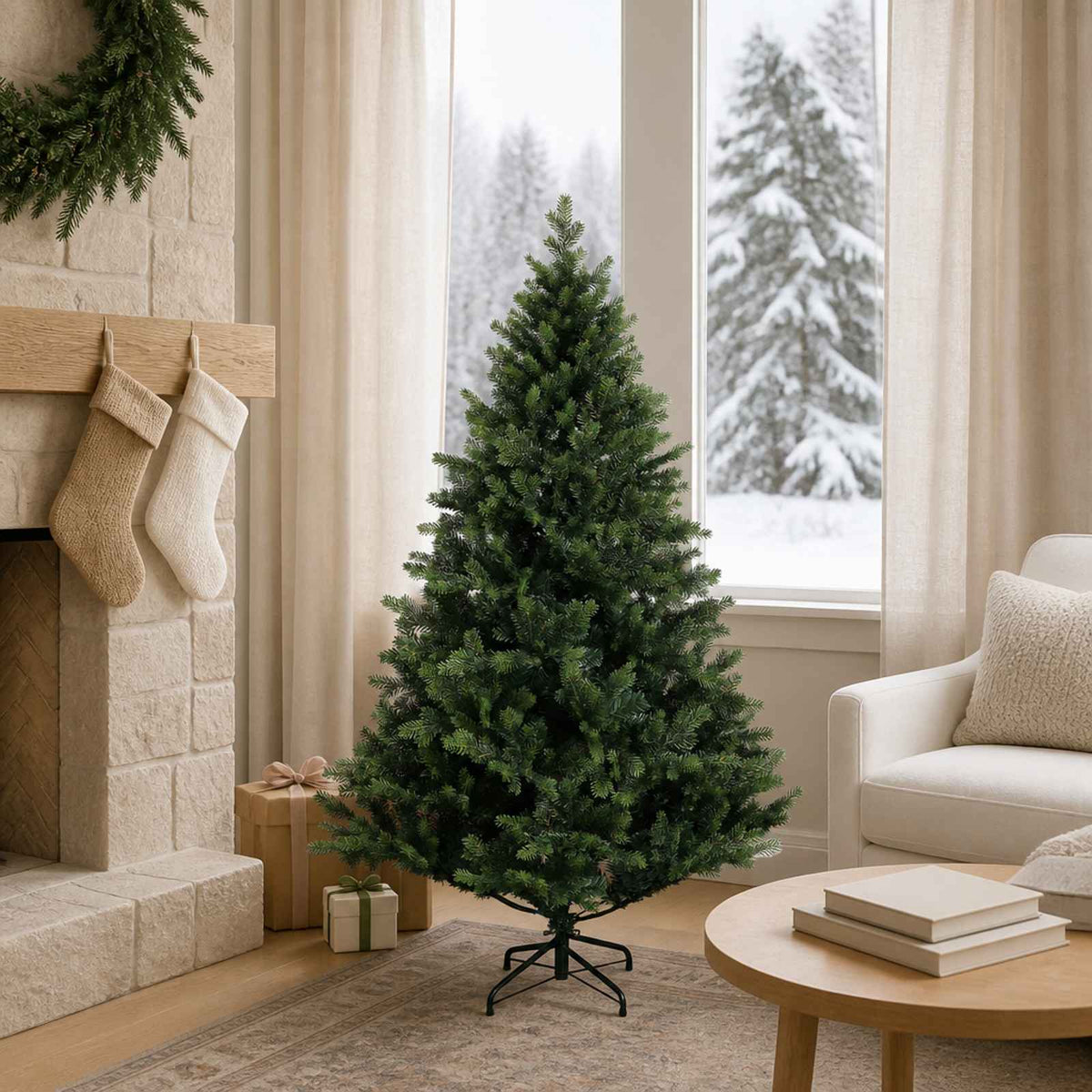Artificial Hinged Christmas Tree 120 cm PVC and Metal Green